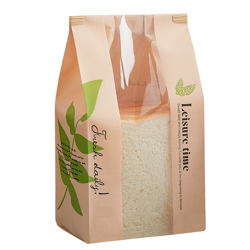 Transparent window film kraft paper baking toast cake bread bag toast snack food self-sealing bag E